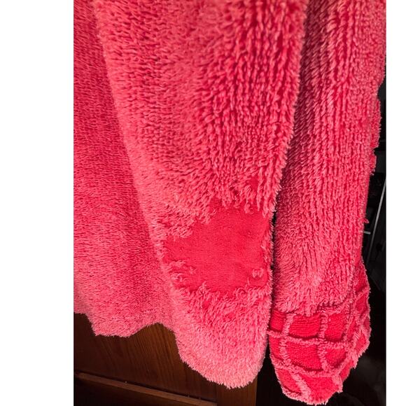 Vtg Norm Thompson Chenille Cardigan Pink/Red Unique Patterned Pockets & Sleeves - Picture 12 of 16